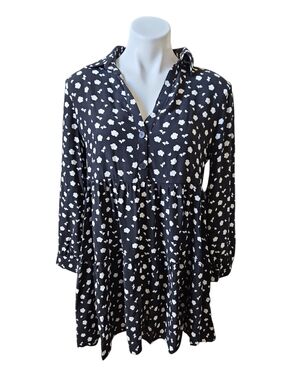 Zara Black Dress with White Floral Print